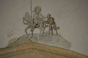 Schildering van Sint Martinus in de Martinikerk in Groningen, circa 1480. 