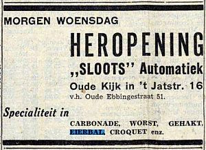 <p>Aaierbaal advertentie van automatiek Sloots. Nieuwsblad van het Noorden, 23 januari&nbsp;1951.</p>
