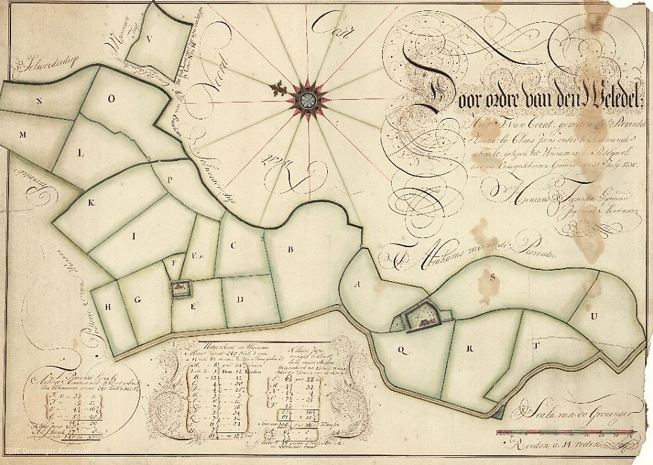 <p>Kaart uit 1730 van een provincieplaats bij Wierum, door Claas Jans onder beklemming gebruikt. Collectie RHC Groninger Archieven (1536-1093).<br />
&nbsp;</p>

