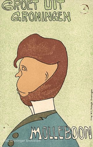 Ansichtkaart 'Groet uit Groningen Molleboon' uit ca. 1904. Bron: Beeldbank Groningen 1986-07285